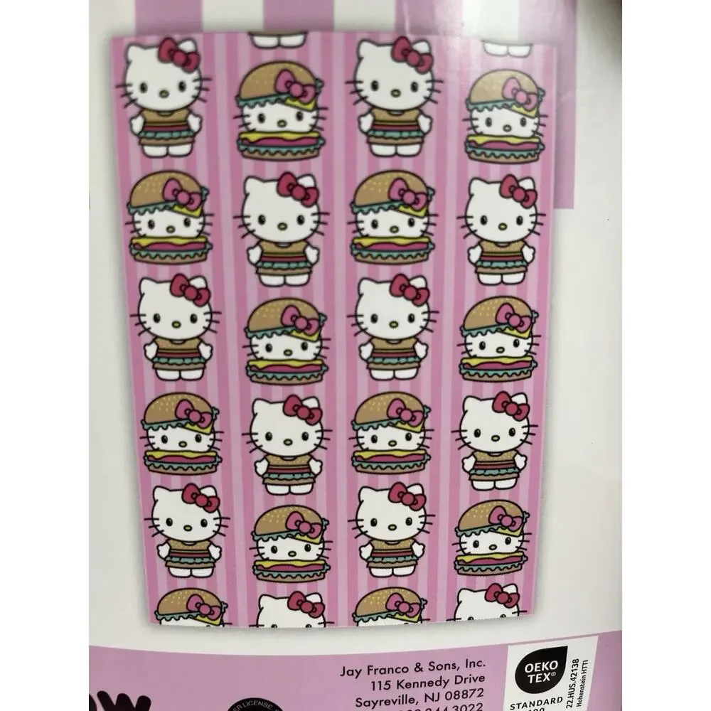 Hello Kitty Pink Striped Hamburger Plush Throw 50x70 Viral NWT